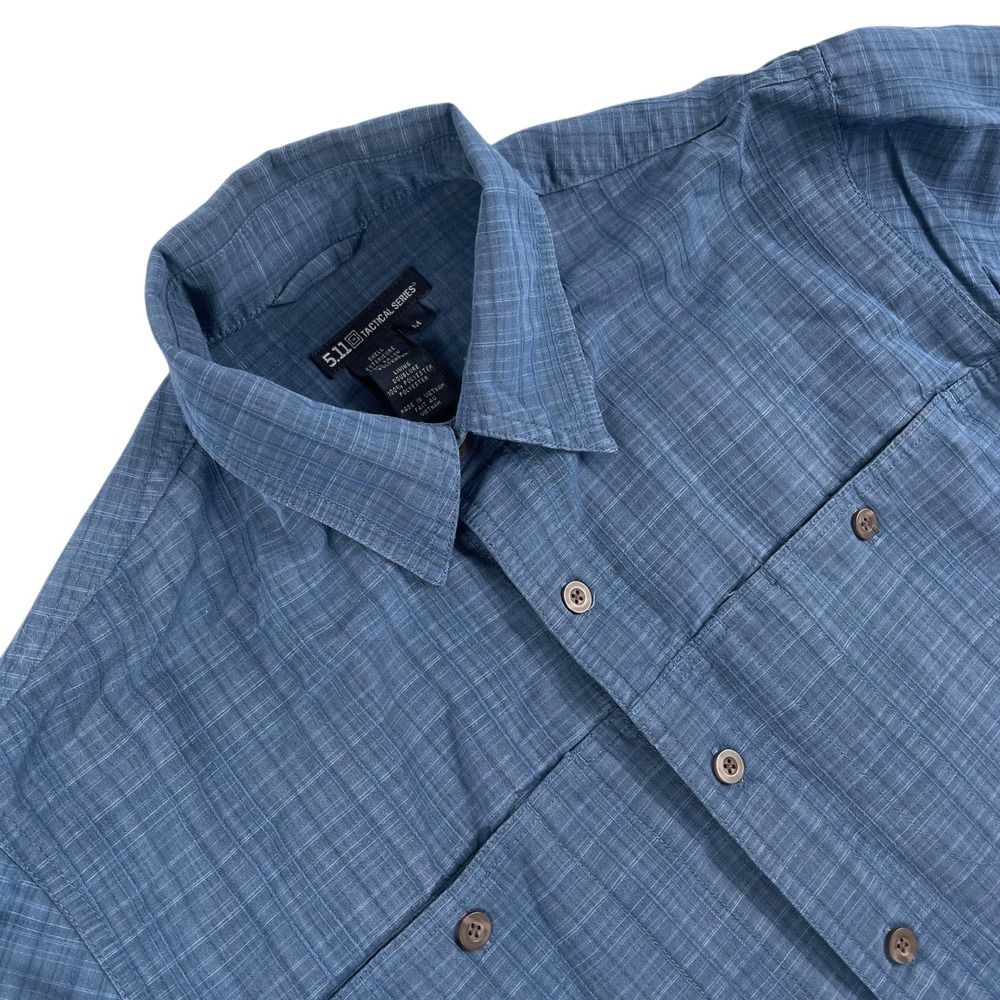 5.11‎ Tactical Shirt Mens M Blue Plaid Short Sleeve Concealed Pockets